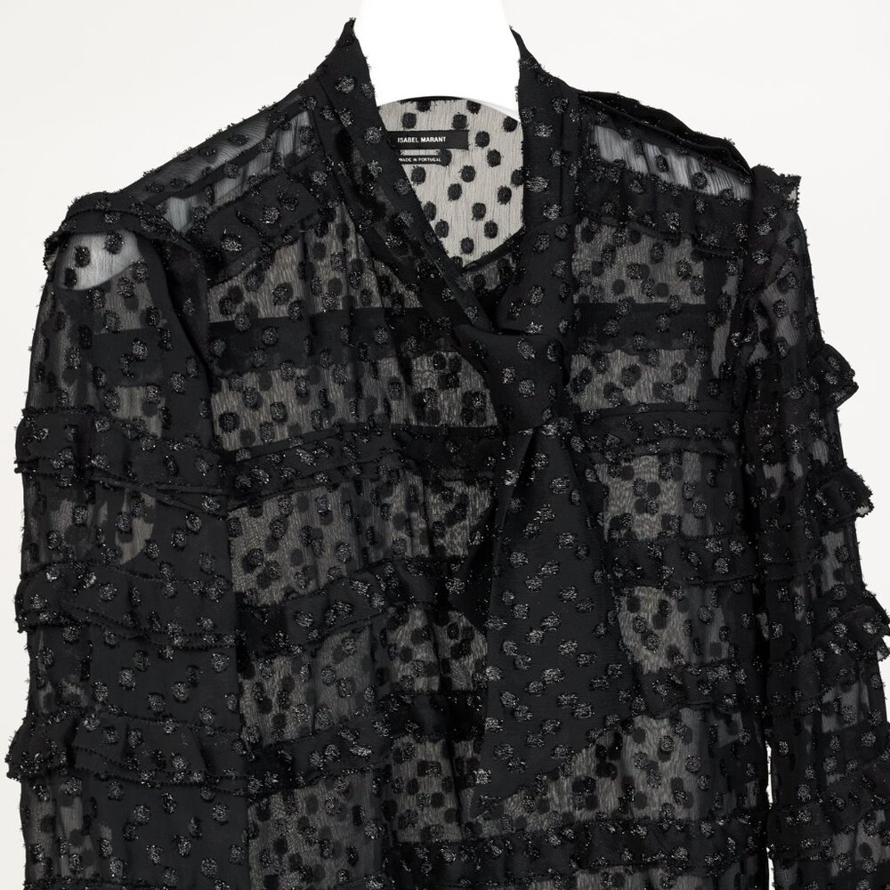 Isabel Marant AW/16 Alba Black Fil Coupé Polka Dot Blouse - Picture 4 of 11